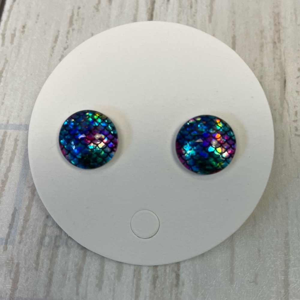 Cotey Co. Handmade Iridescent Mermaid Stud Earrings
